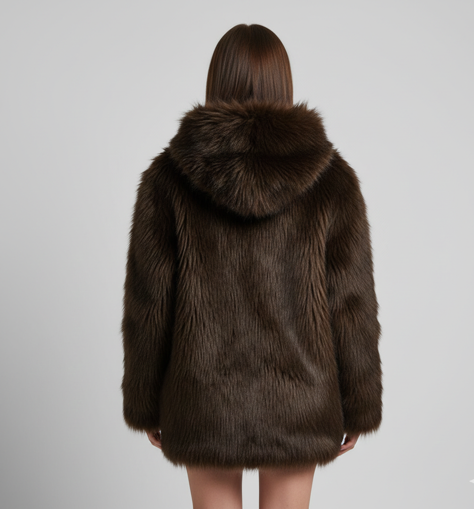 Zahara | Abrigo de pelo sintético oversize con capucha