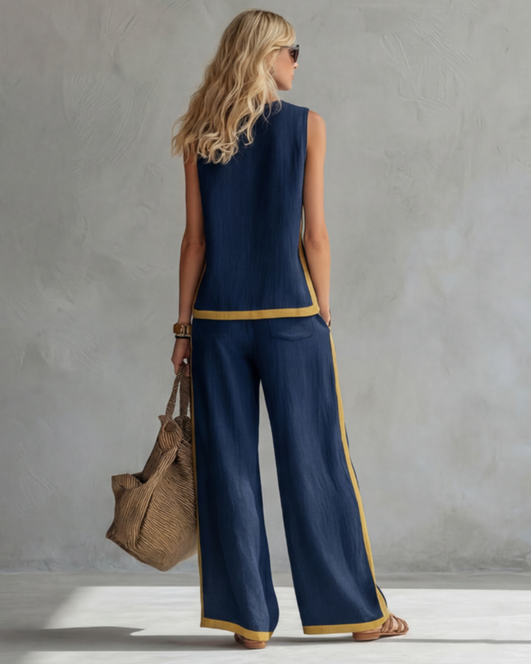 Leila | Conjunto Elegante de Algodón y Lino BLANCO