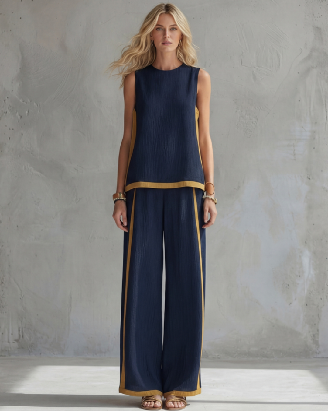 Leila | Conjunto Elegante de Algodón y Lino BLANCO