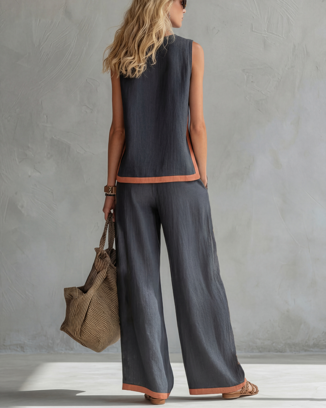 Leila | Conjunto Elegante de Algodón y Lino BLANCO