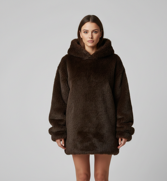 Zahara | Abrigo de pelo sintético oversize con capucha