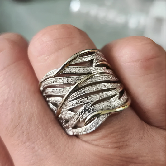 ELENA | Anillo elegante de capas con diseño trenzado